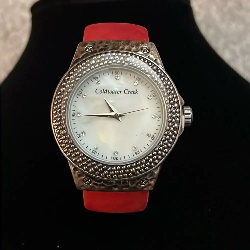 Vintage Coldwater Creek Red Suede Cuff Watch